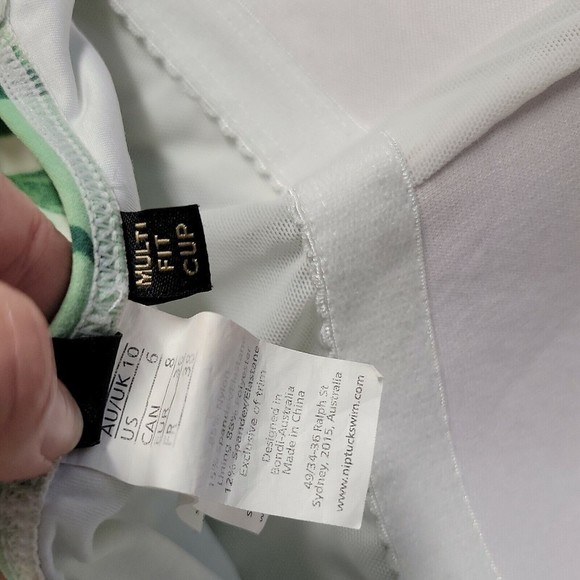 Niptuck One-Piece Slimming Ruched Swimsuit ~ Sz 6 ~ Green & White - Picture 6 of 6